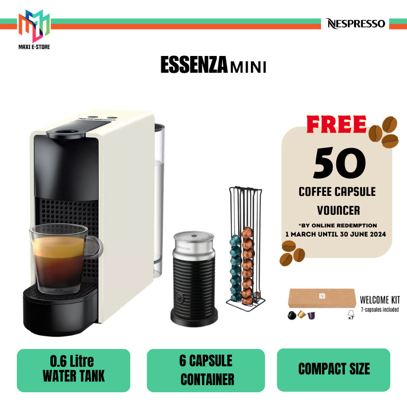 Nespresso Essenza Mini Fully Automatic Capsule Machine - White C30MEWHNE