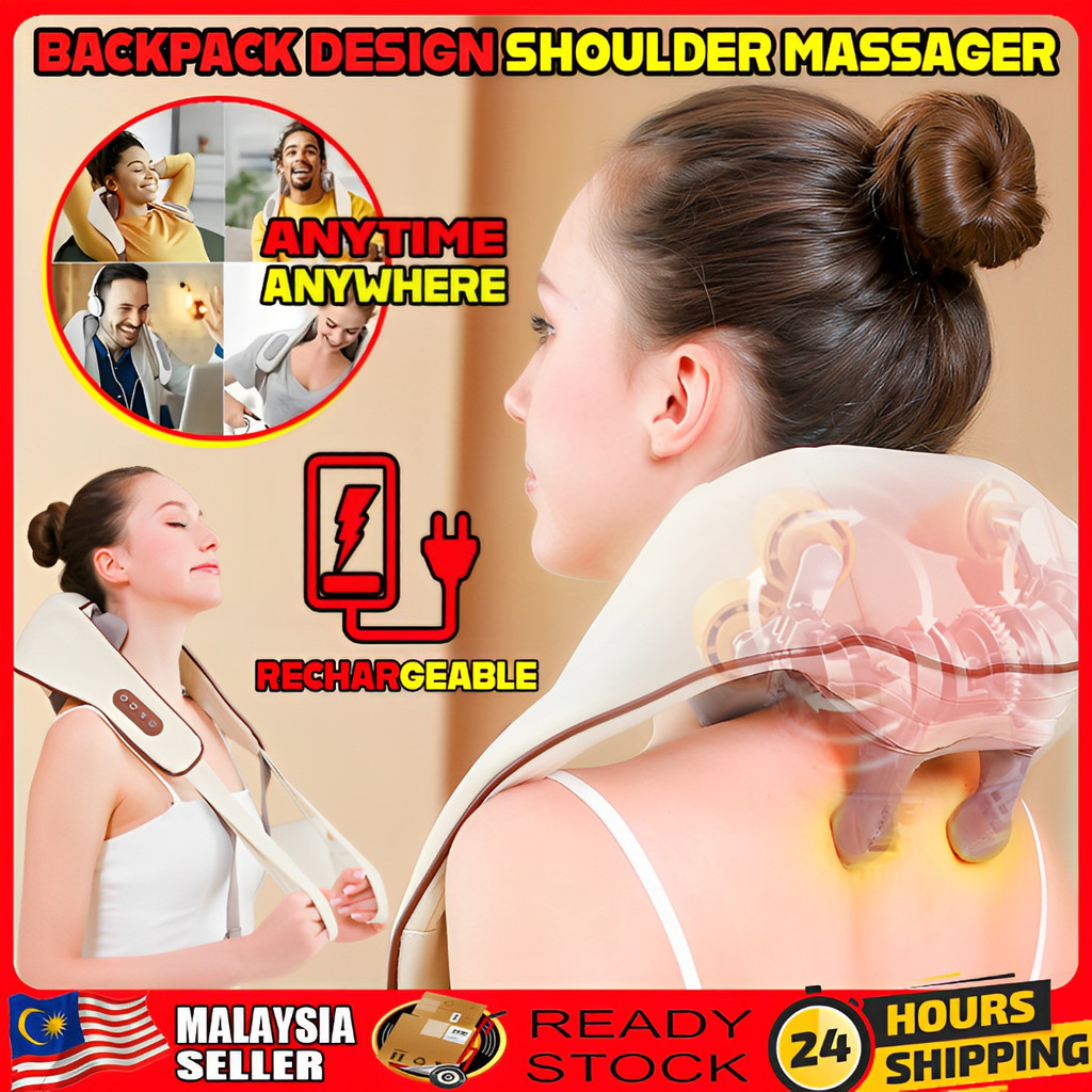 Wireless Mesin Urut Multi Angle Neck Shoulder Massager Hands-free Clamp Kneading Muscle Relax Pain Relief Body Massager