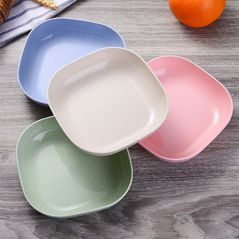 Reusable Wheat Straw Plate Fruit Dessert Appetizer Snack Sauce Small Dish Plate Food Serve Tableware Plastic Dinnerware
