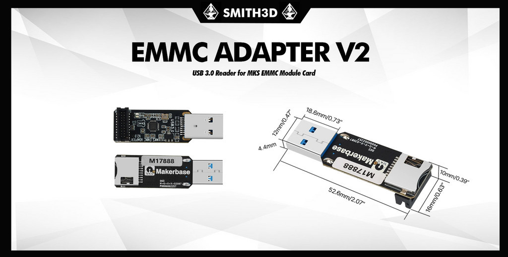 Mks emmc adapter v2 usb 3.0, tf card reader usb 3.0 for mks emmc module card