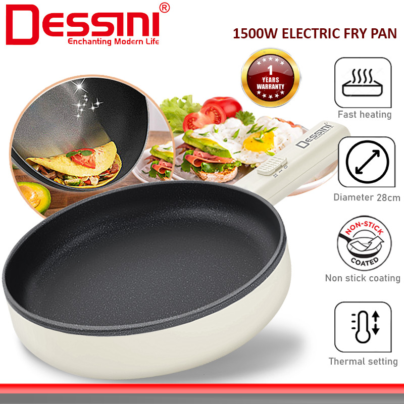 DESSINI ITALY 28CM Electric Frying Pan Non Stick Cooker Steamboat Hot Pot Wok Casserole Bowl  Periuk Masak Elektrik