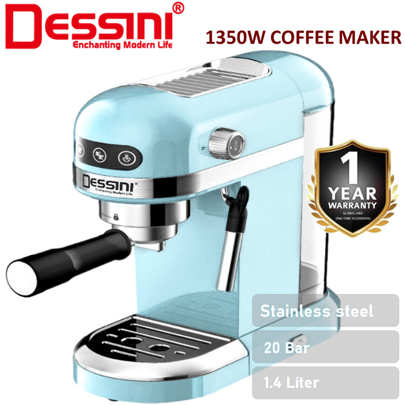 DESSINI ITALY 20 Bar 1.4L Espresso Coffee Maker Brew Froth Cappuccino Latte Machine Milk Frothing Bubble Steamer