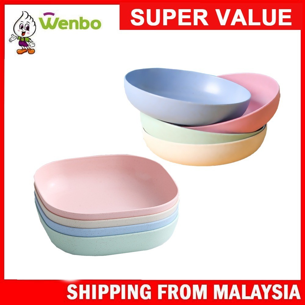 Wenbo Home Kitchen Dining Small Round Plates Bones Plate Children Snack Plate Lightweight & Durable Wheat Straw Plates