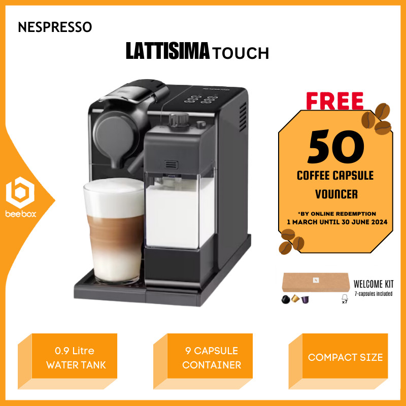 Nespresso F521-ME-BK-NE Lattissima Touch Fully Automatic Capsule Espresso Coffee Machine (Black) - F521MEBKNE