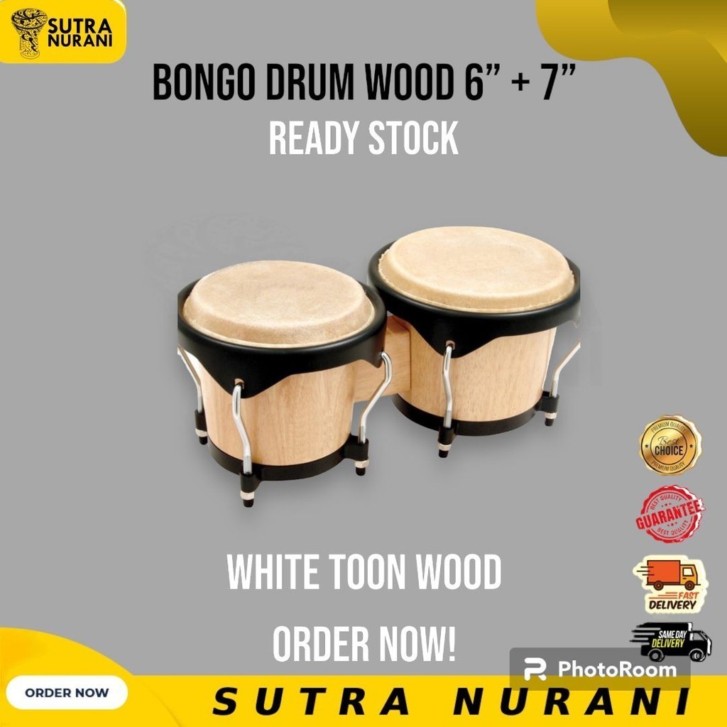 BONGO DRUM WOOD 6" AND 7" PERCUSSION