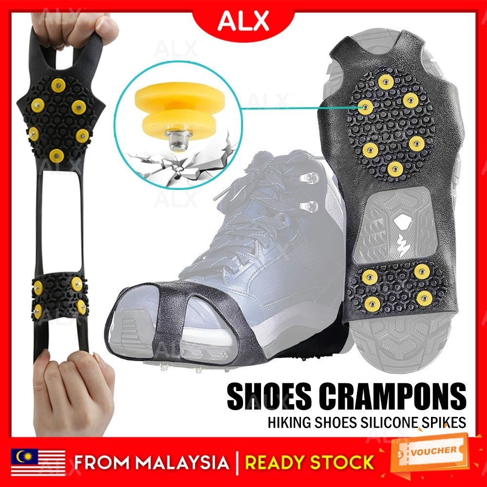 ALX Hiking Shoe Non-Slip Cleats Crampons Trekking Boots Spikes Practical Mountaineering Climbing Grips Studs Tapak Kasut
