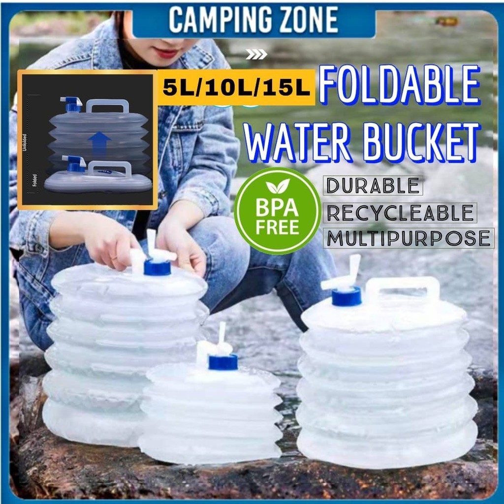 5L 10L 15L Collapsible Foldable Outdoor Water Container Foldable Water Storage Bottle Bucket Pail for Camping Picnic