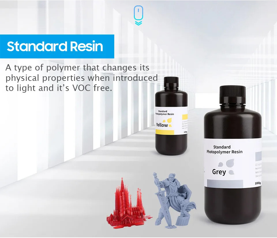 Elegoo lcd standard resin 500g, uv curing resin 84d hardness resin low shrinkage high precision light odor resin