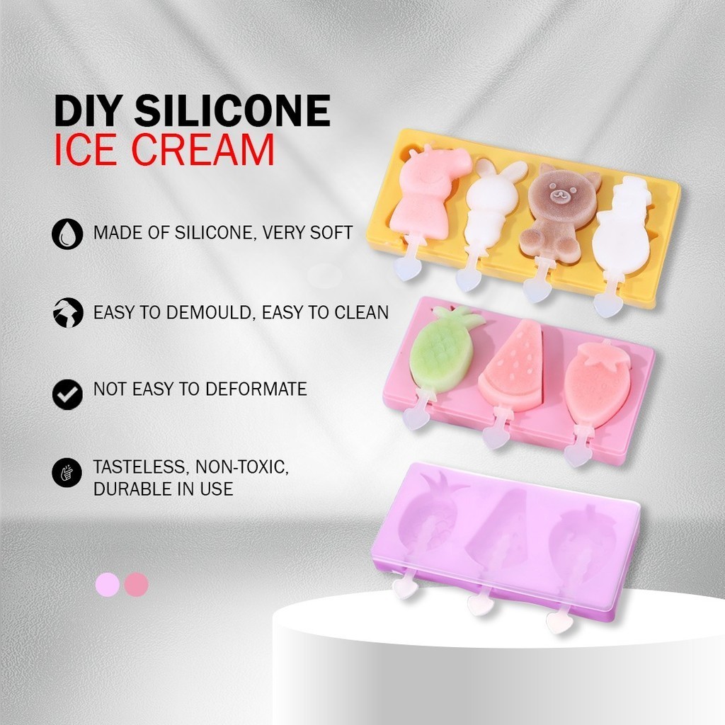 DIY Silicone Ice Cream Mold Reusable Ice Cubes Tray Freeze Popsicle Mold DIY Ice Cream Maker With Lid Popsicle Mold