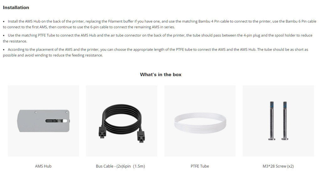 Bambu lab ams hub for multiple ams automatic material system for multicolor printing x1c / p1p / p1s / x1