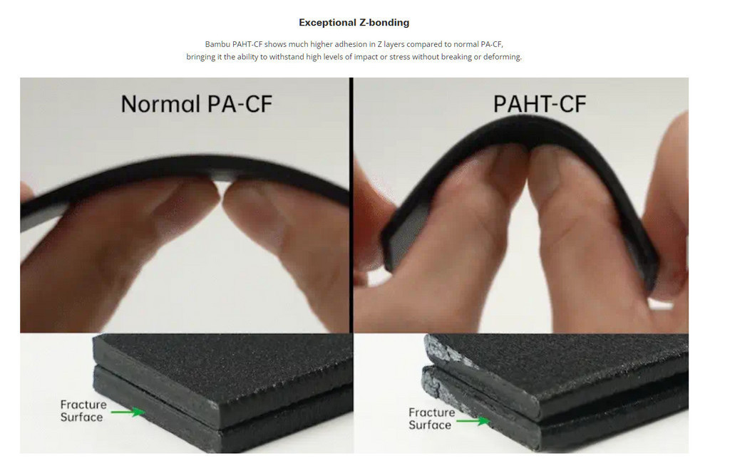 Bambu lab paht-cf 1kg 1.75mm with rfid carbon fiber reinforced high temperature nylon high tensil strength