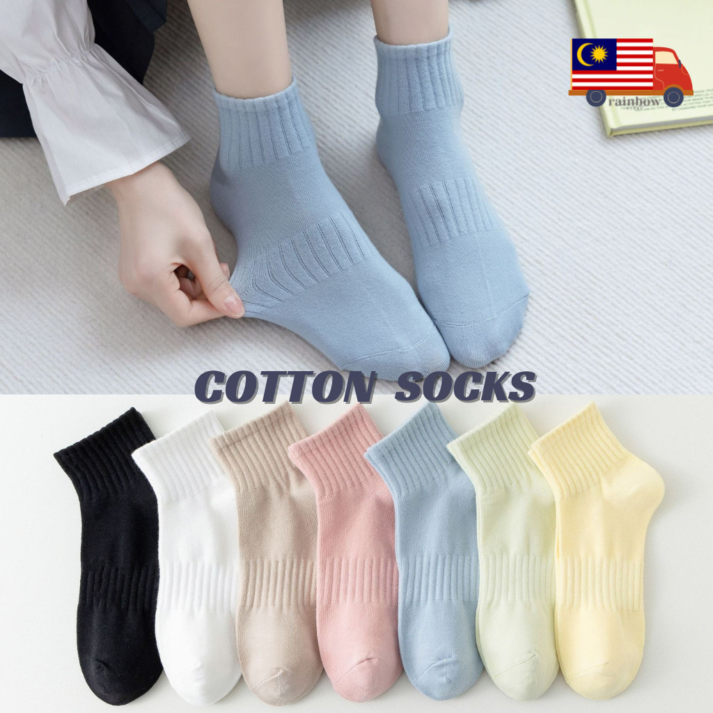 Solid Color Ankle Socks Women Cotton Fresh Short Socks School Low Cut Socks White Black Colorful Socks