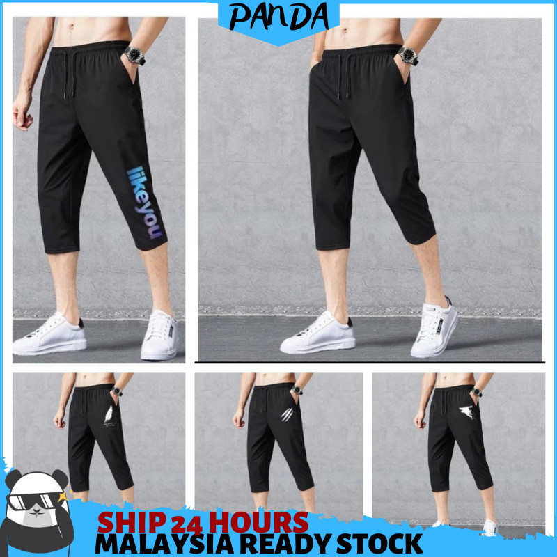 PNT12 PandaShop Ready Stock Casual Sport Running Pants Short Pants Fitness Breathable Plus Size Men