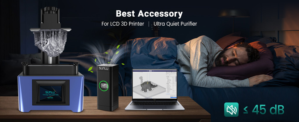 Sunlu mini air purifier for 3d resin printers, accessory for resin printer, easy to use remove resin scent air purifier