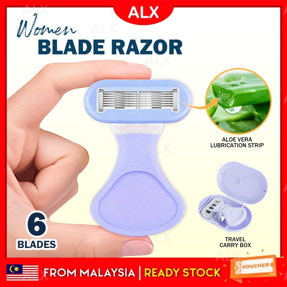 ALX Portable Mini Razor Blade Shaver Women Armpit Leg Facial Hair Epilator 6 Layer Shaving Blade with Case Pencukur 剃毛刀