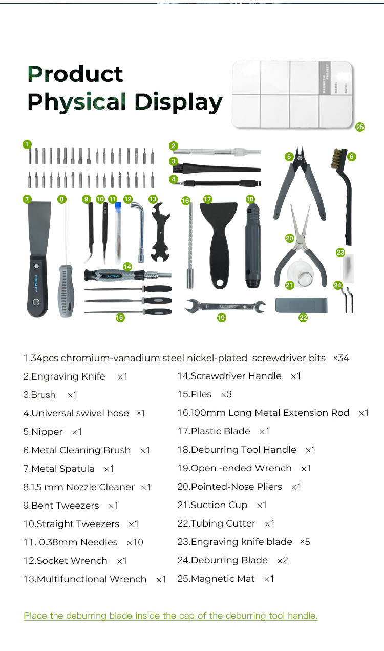 Creality 3d printer tool wrap kit pro, 3d printer accessories, 3d printer essentials, 3d post processing tools