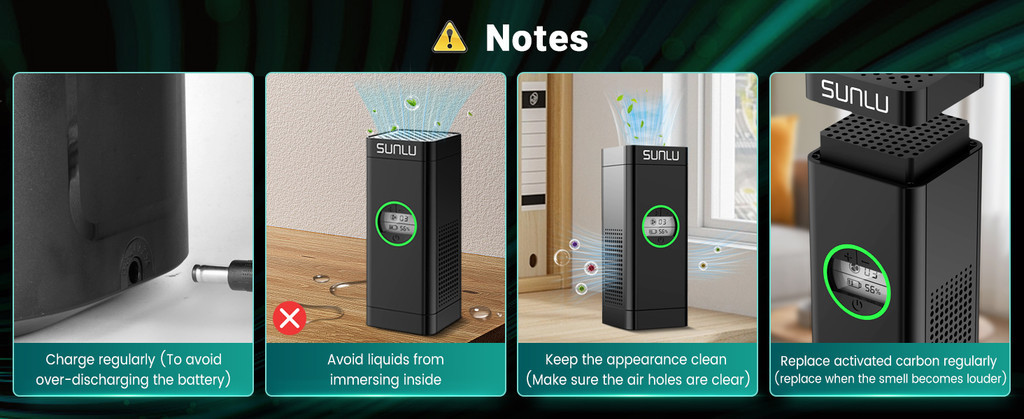 Sunlu mini air purifier for 3d resin printers, accessory for resin printer, easy to use remove resin scent air purifier