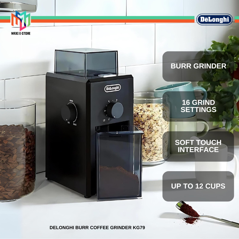 DeLonghi KG79 Burr Coffee Grinder Multiple Grind Settings Espresso Drip Filter Pot French Press Coffee Mesin Kopi