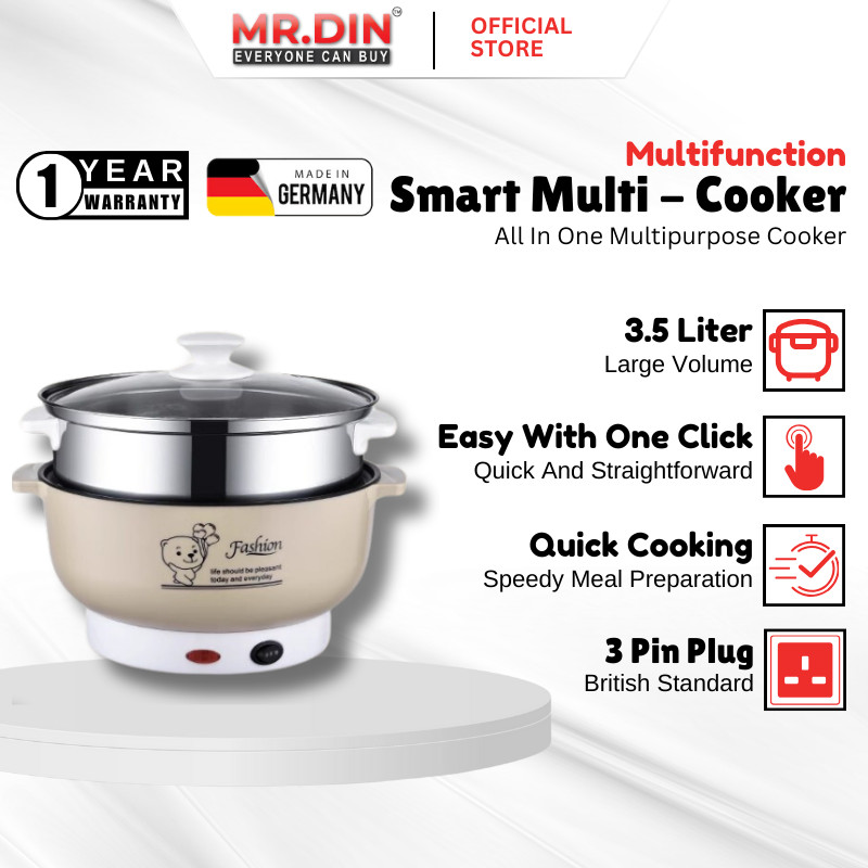 Mrdinos 3.5L Large Capacity Electric Frying Pan Rice Portable Mini Rice Cooker Periuk Nasi kukus goreng