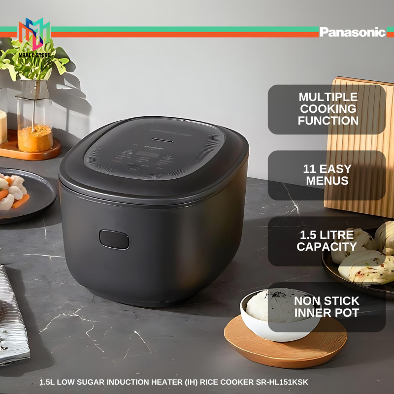 Panasonic Rice Cooker (SR-HL151KSK) 1.5L Low Sugar Induction Heater (Induction Heating Technology) - SRHL151KSK