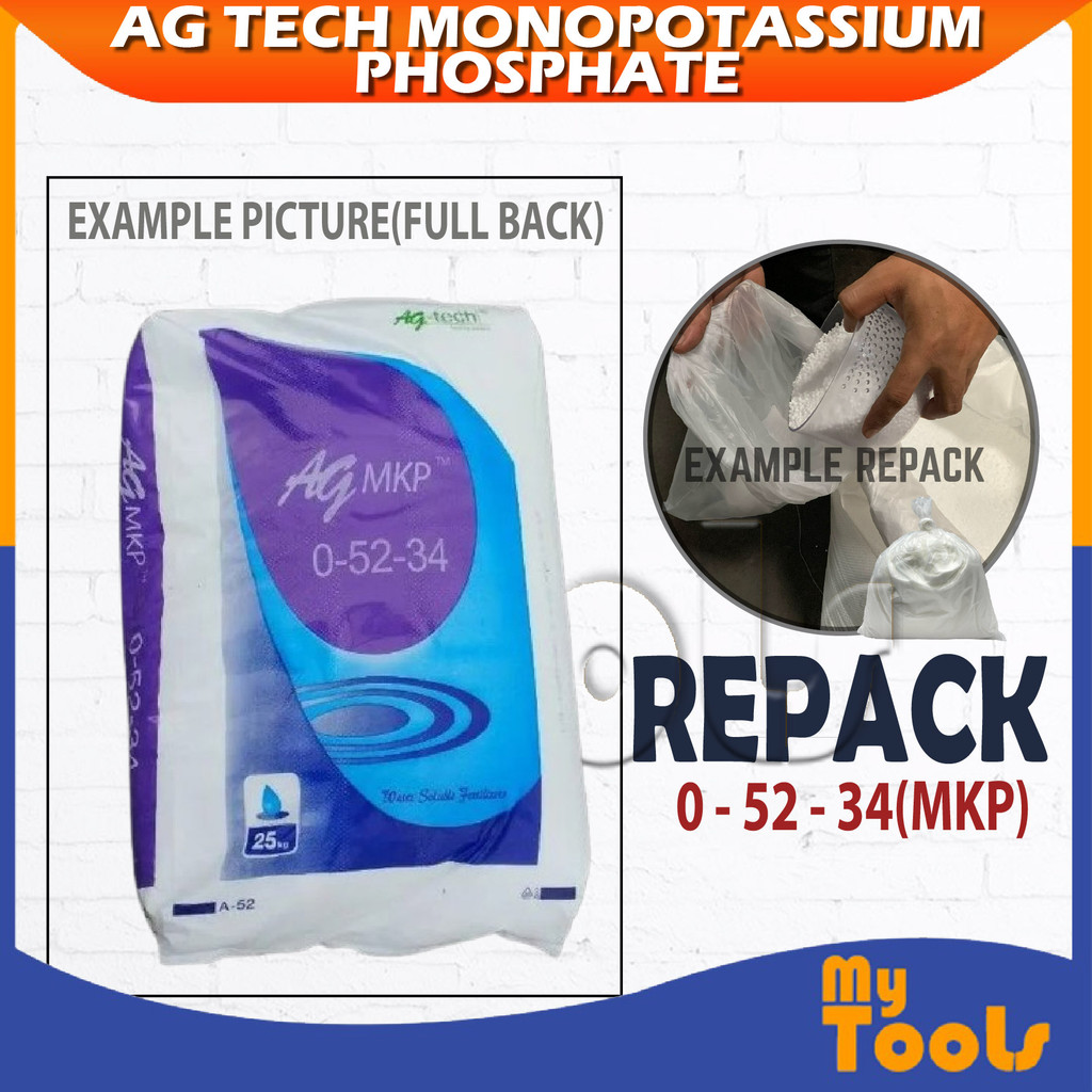 (REPACK) Mytools AG Tech Monopotassium Phosphate 0-52-34 (MKP) 1KG 2KG 5KG Macro Nutrients Fertilizer Baja Fertigasi