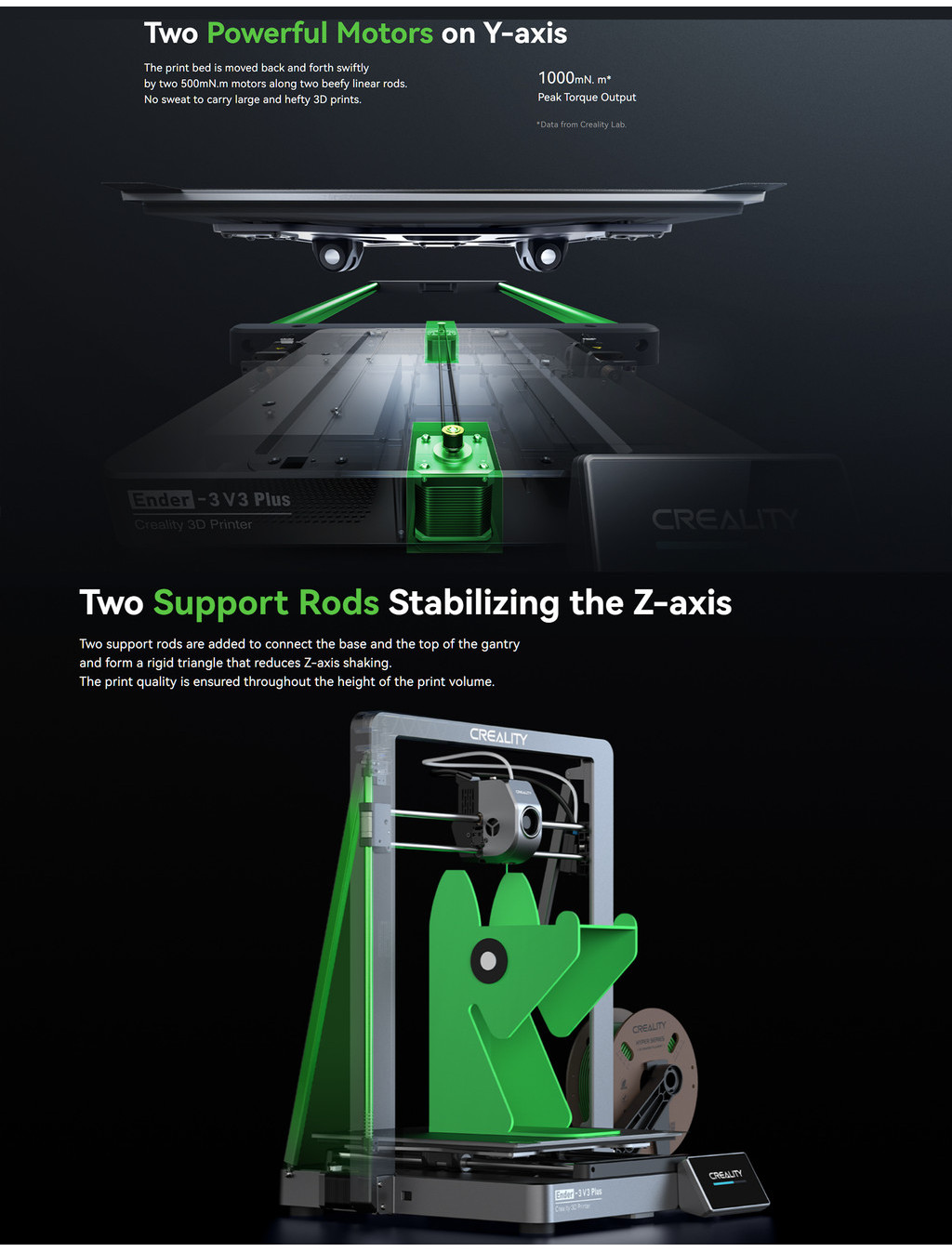Creality ender 3 v3 plus xz, high speed fdm printer 600mm/s, one tap callibration, dual cooling, core xz synchronization