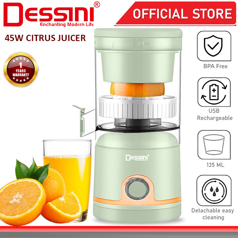 DESSINI ITALY 135mL USB Rechargeable Citrus Orange Juicer Squeezer Juice Maker Extractor Blender Grinder Mixer Pengisar