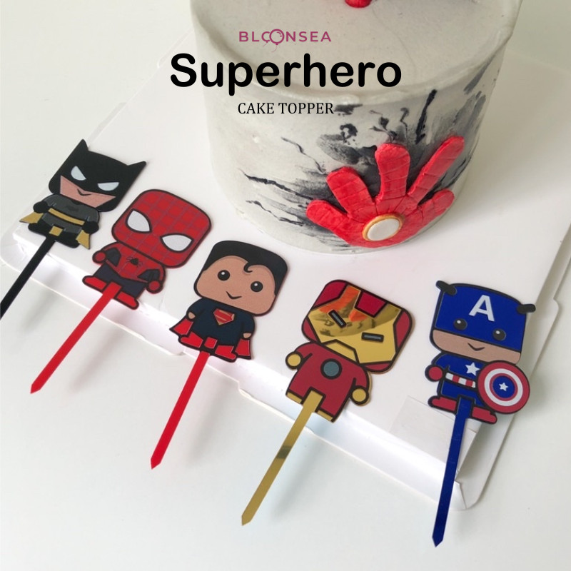 Cake Topper Avengers Marvel Studios DC Comics Ironman Captain America Superman Batman Spiderman Arcylic Superhero Baking