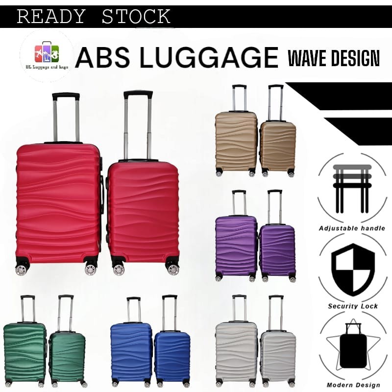 new pattern wave design travel luggage bag set 2in1 20incn & 24inch beg bagasi