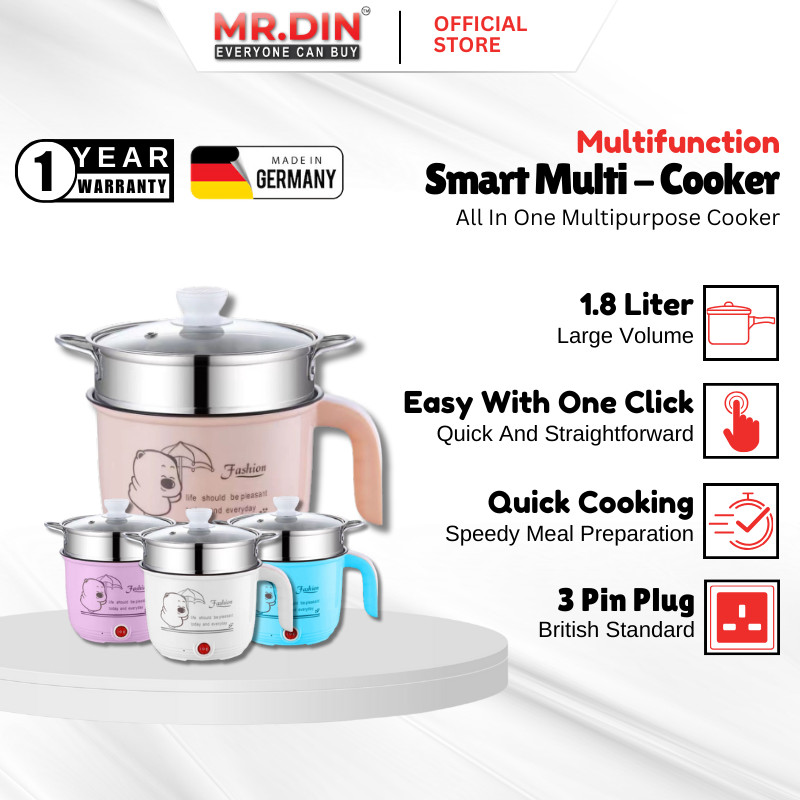 Mrdin 1.8L Multipurpose Cooker Electric Frying Pan Rice Portable Mini Rice Cooker (1.8L) - MY 3Pin