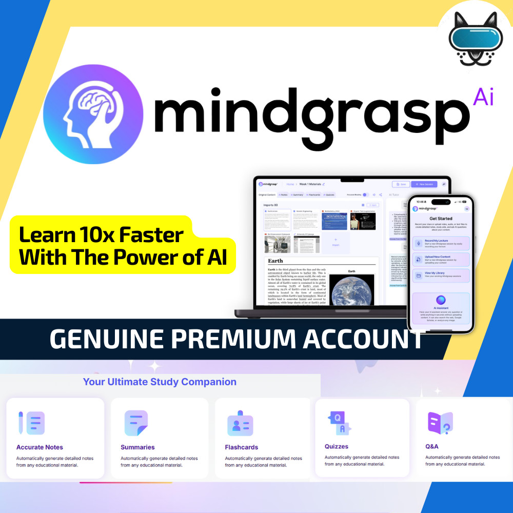 Mindgrasp AI Premium Account Top#1 AI Learning Assistant ChatGPT for Essays Mindgrasp.ai