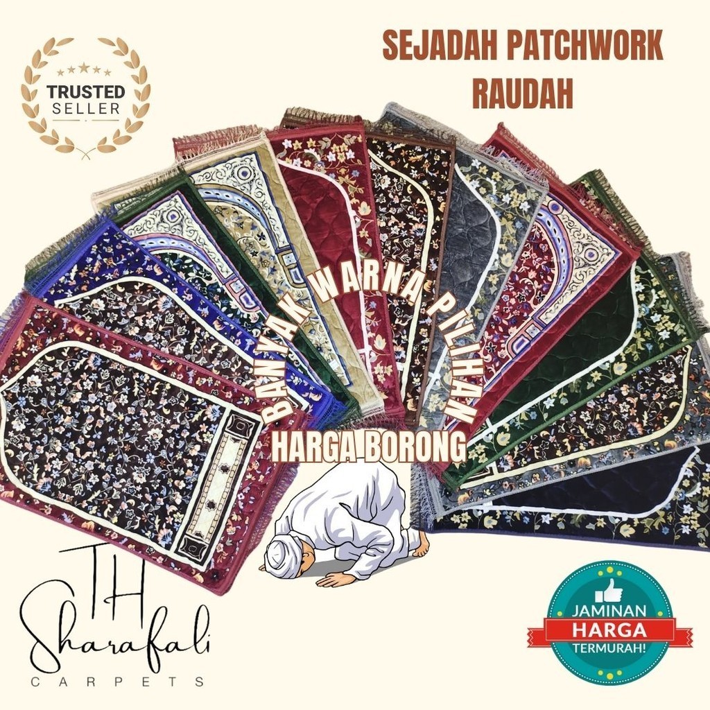 Sejadah Patchwork Gebu Tebal Corak Raudah Madinah Saiz Dewasa termurah harga borong selesa di lutut