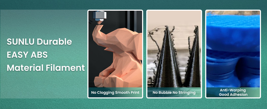 Sunlu abs filament, easy abs filament abs less warp easy to print abs, less odor abs, strong abs filament no bubble