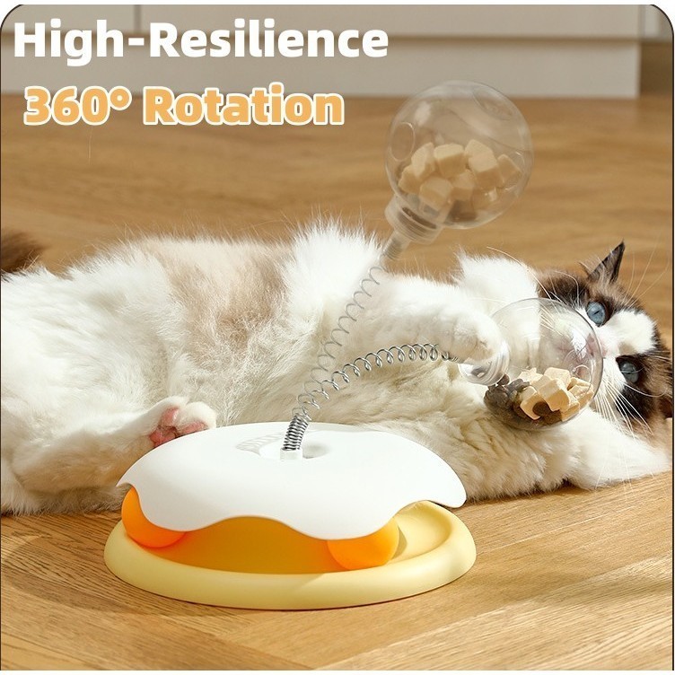 360°Pet Turntable Toy Food Shortage Pet Feeder Dispenser Ball With Spring Kitten And Cat Sports Training Supplies