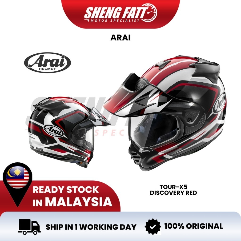 ARAI Tour-X5 Discovery Red Helmet Motor Full Face Original Arai SIRIM Adventure Helmet Off Road Helmet Motorcycle