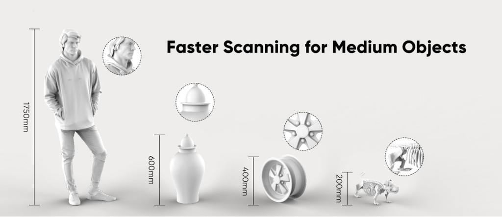 3dmakerpro moose series 3d scanner, 0.03mm high accuracy 24 bit color ai assisted 3d scanner engineering scanner medium