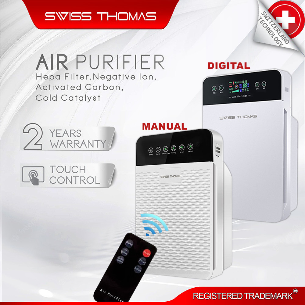 SwissThomas Air Purifier PM2.5 Household Smoke and Dust Removal Cleaner Air Cleaner Sterilizer Negative Ion Air Filter