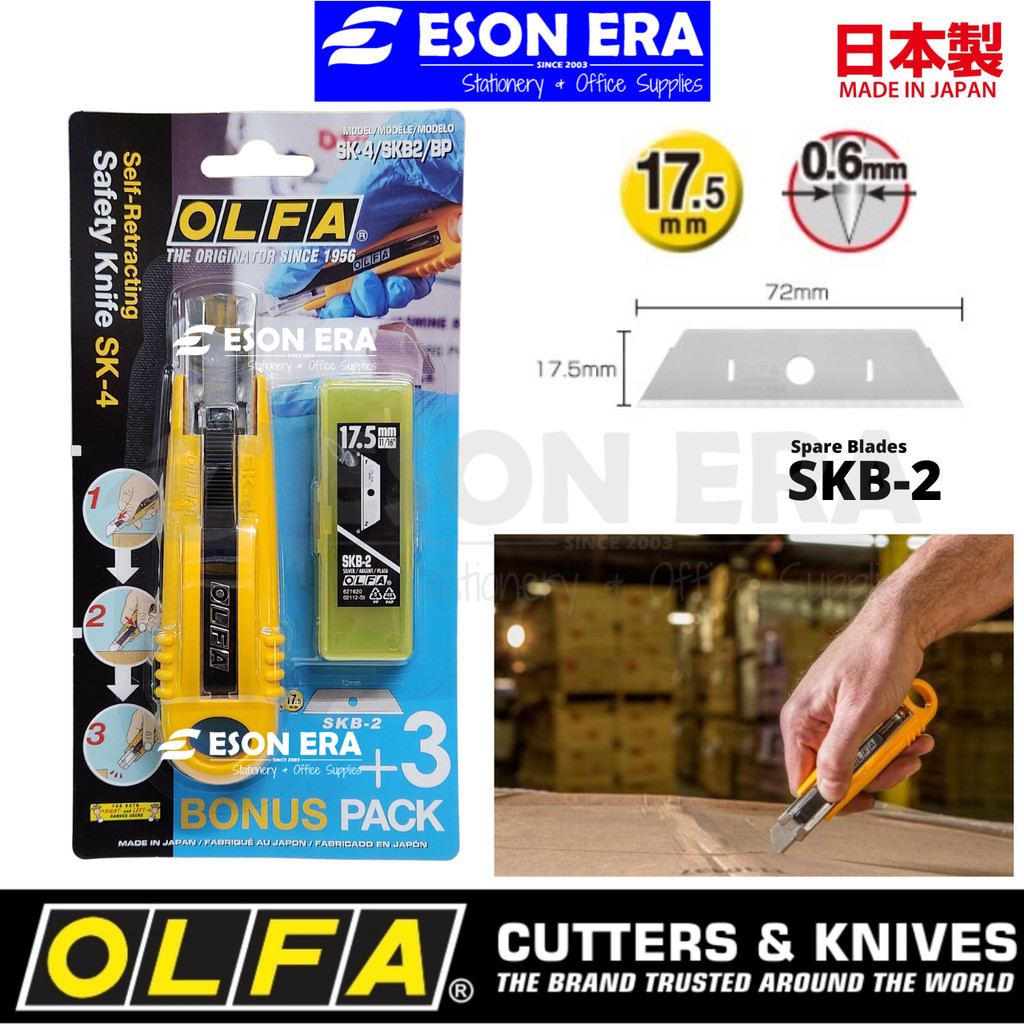 Olfa SK-4 Self-Rectracting Safety Cutter Made in Japan Knife Pisau (Blades SKB-2/5B)