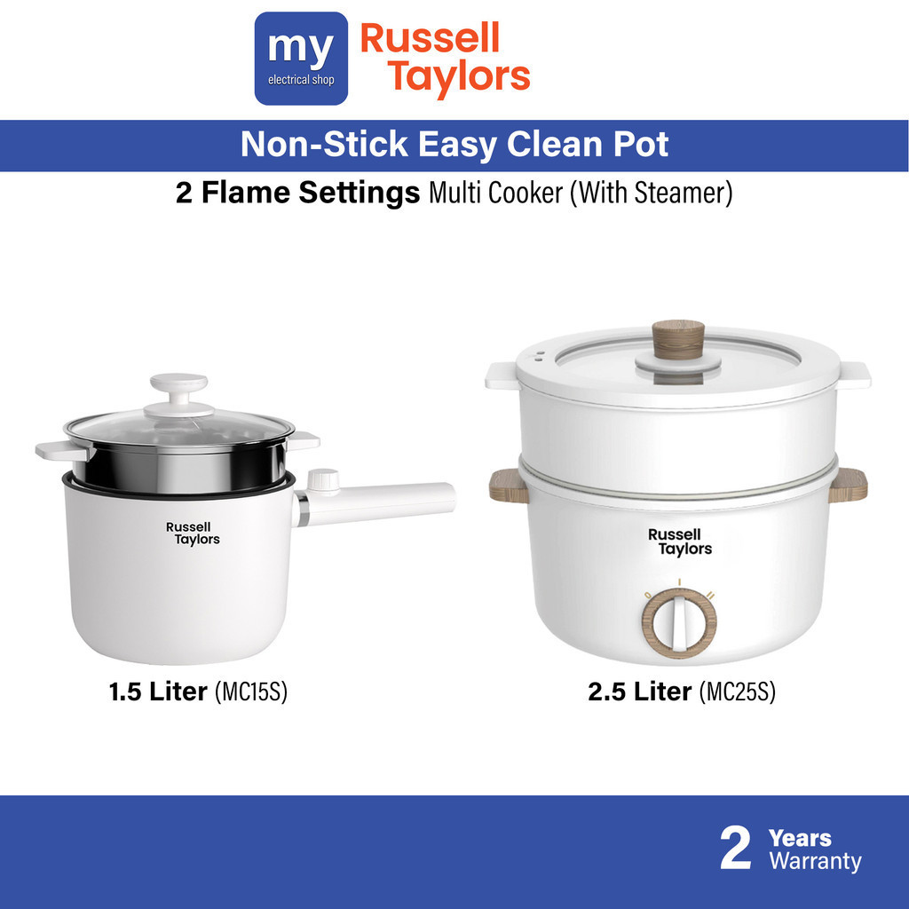 Russell Taylors Multi Cooker Steamer Hotpot Steam Soup Cooker Egg Boiler Stir Fry Cook Maggi mee MC15S MC25S