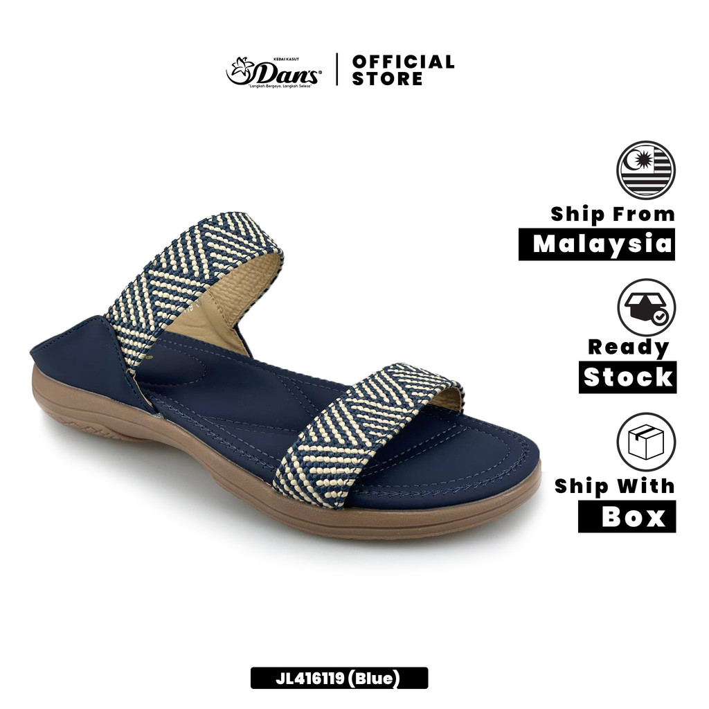 Dan's Selipar Ringan Wanita / Perempuan -  Hitam / Biru JL416119