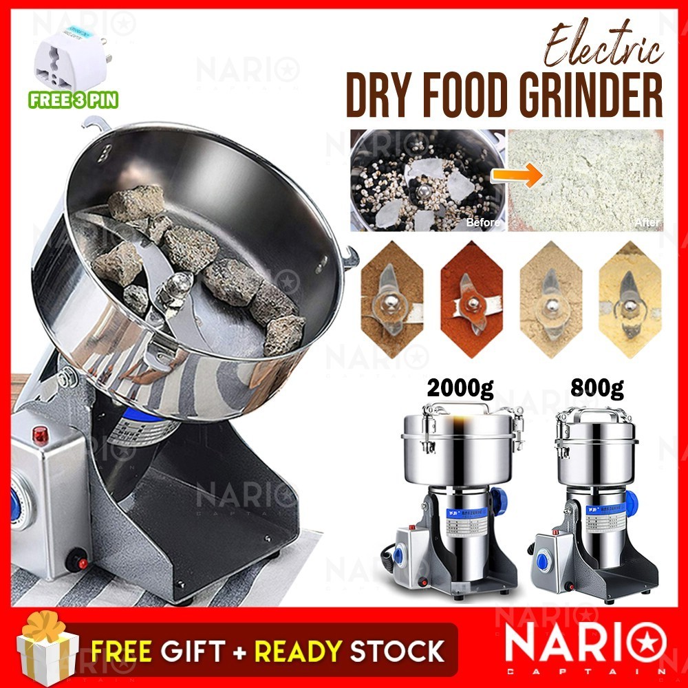 NARIO Malaysia Pin 800g Stainless Steel 430 Dry Food Powder Spice Grinder Cereal Coffee Mill Flour Machine Pengisar 磨粉机