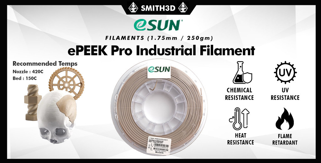 Esun peek natural, peek filament, 1.75mm 0.25kg, impact heat resistant filament, engineering filament for aerospace