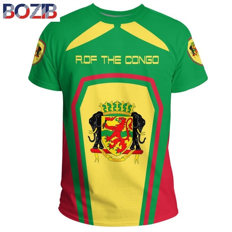 Democratic Republic Of The Congo Flag Graphic T Shirts National Emblem T Shirt For Men Clothes Sports Jersey Kid Tee Boy Tshirt