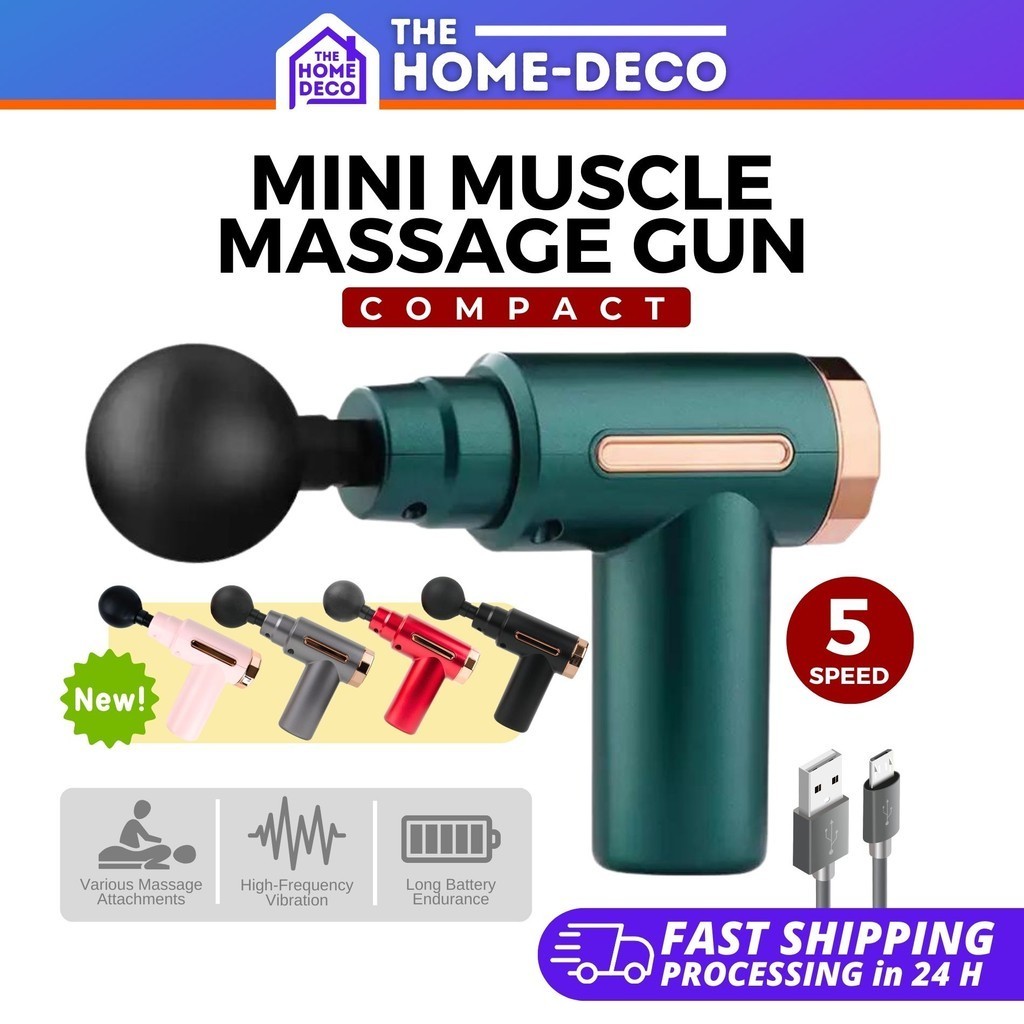 USB Mini Massage Gun Muscle Massage Gun Fascial Gun Mesin Urut Badan Fascia Gun Machine Massage Neck Massager 058