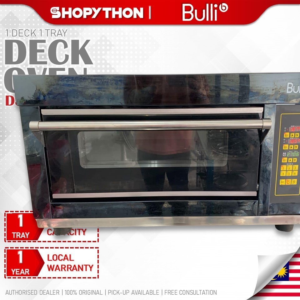 BULLI Electric Oven DSL-1B - Black Steel (600x400mm/3000w) Digital Deck 1 Layer 1 Tray Elektrik Single Phase Commercial