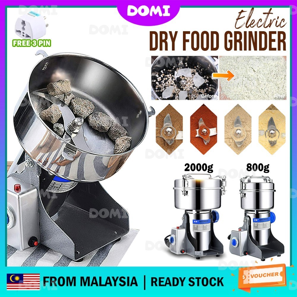 DOMI Malaysia Pin 800g Stainless Steel 430 Dry Food Powder Spice Grinder Cereal Coffee Mill Flour Machine Pengisar 磨粉机