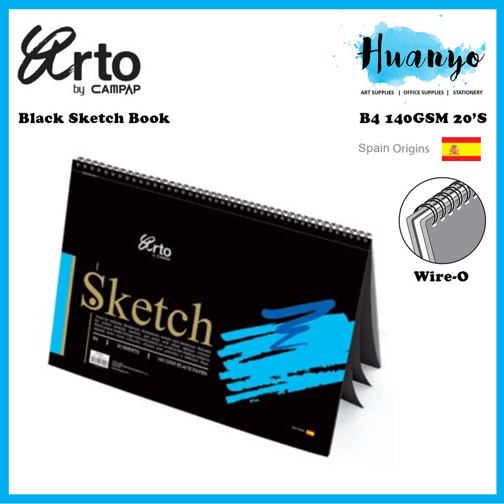 Arto by Campap Spain Wire-O Black Sketch Book B4 140gsm 20'S CR36204