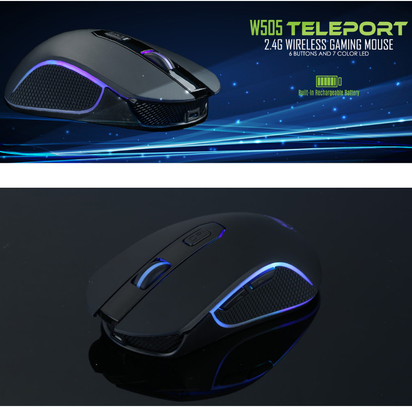 Imperion W505 Teleport Wireless Gaming Mouse 6 Buttons and 7 Color LED ...