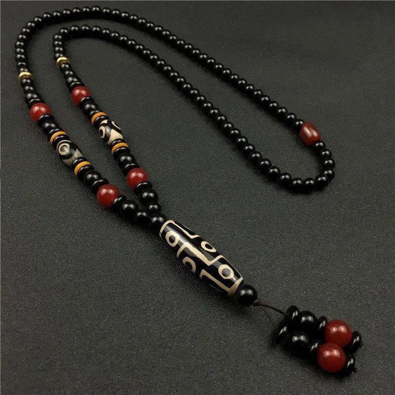 [Shop Hot Sale] Natural Tibetan Sanjiu Eye Dzi Bead Pendant Necklace Retro Ethnic Style Tibetan Agate Cedar Dzi Beads 2025.3.2