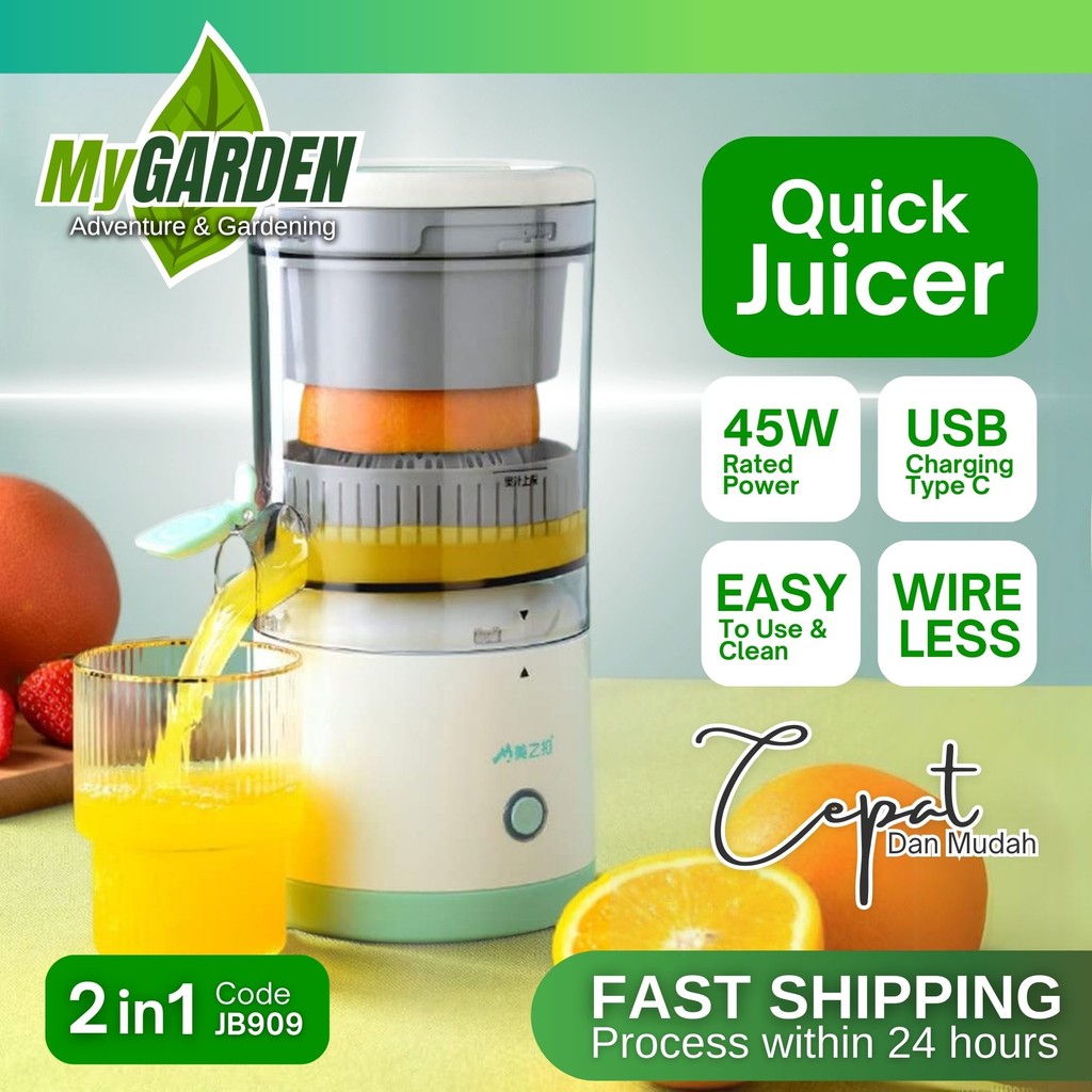 2in1 Fruit Juicer Cordless Citrus Fruit Blender USB Type C Portable Mesin buah Jus Oranges Apple Pomegranate JB909